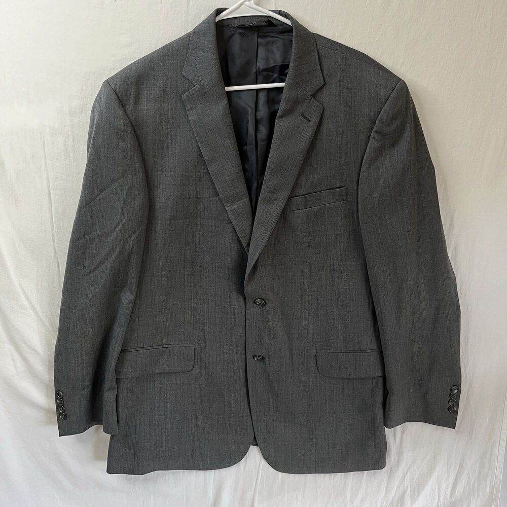 Jos. A. Bank Executive 100% Wool Gray Check Blazer Suit Jacket 44L 2 button